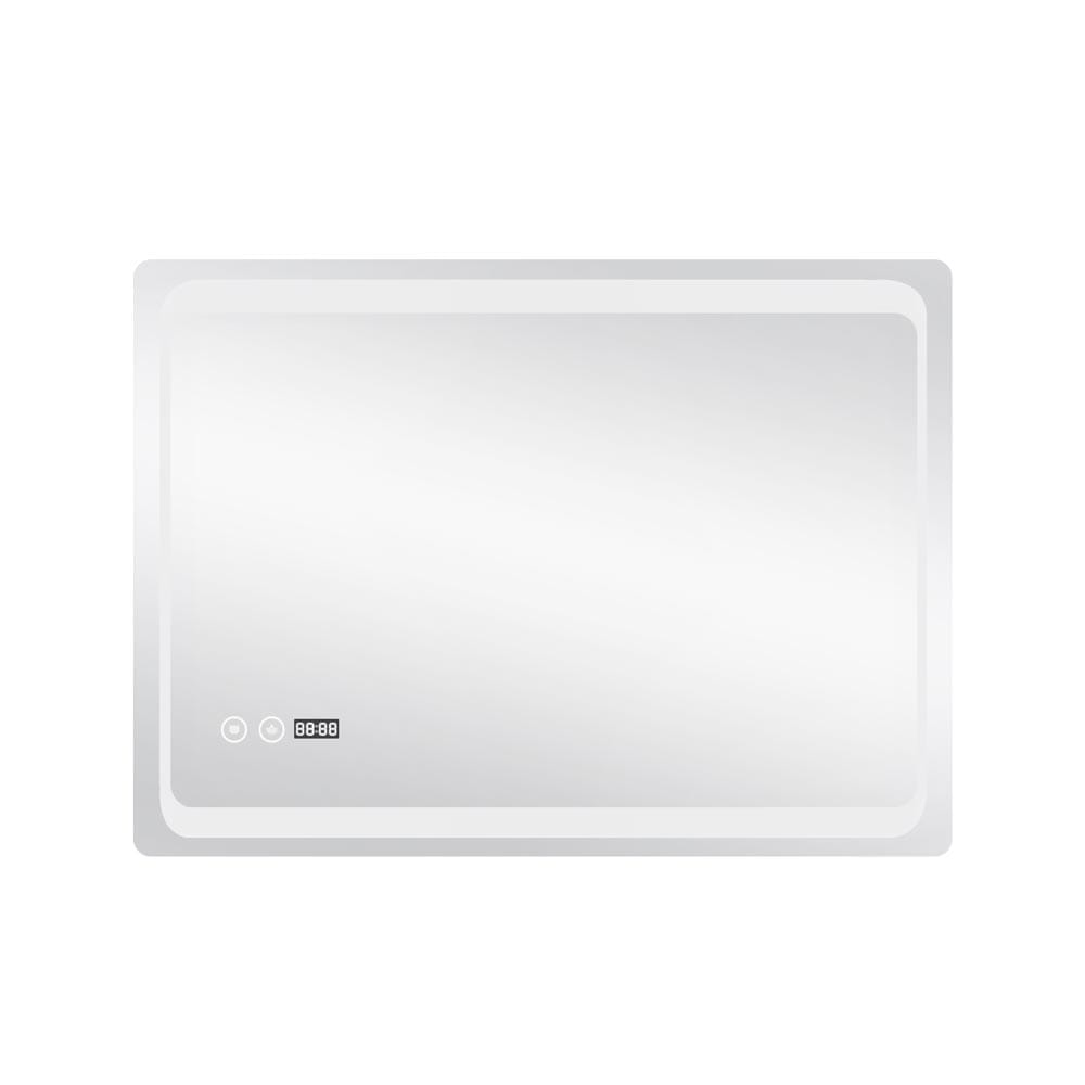 material Дзеркало Qtap  Mideya настінне прямокутне з LED-підсвічуванням Touch, з антизапотіванням, з годинником, димером, рег. яскравості 800х600 мм  45631